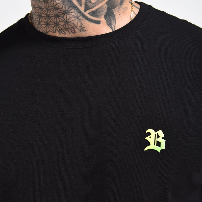 Camiseta Preta Logo B Degradê Verde Claro