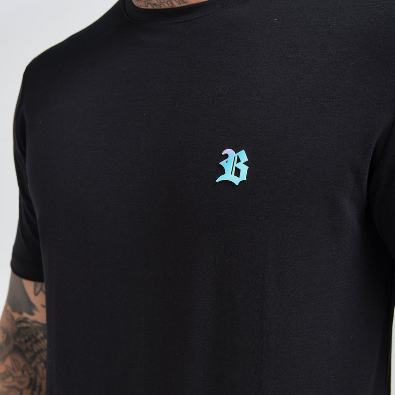 Camiseta Preta Logo B Degradê Azul