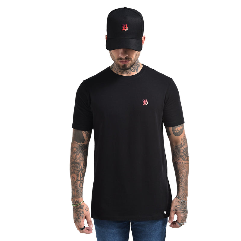Camiseta Preta Logo B Degradê Vermelho