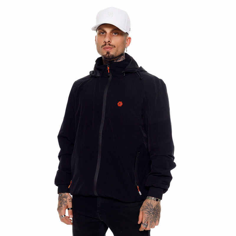 Jaqueta Corta Vento Preta Hex Laranja