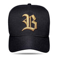 Boné Snapback Preto Contra Aba Couro Dourado