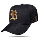 Boné Snapback Preto Contra Aba Couro Dourado